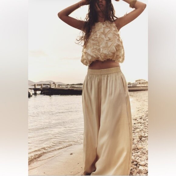 ZARA MAXI WIDE LEG PANTS - Picture 1 of 7
